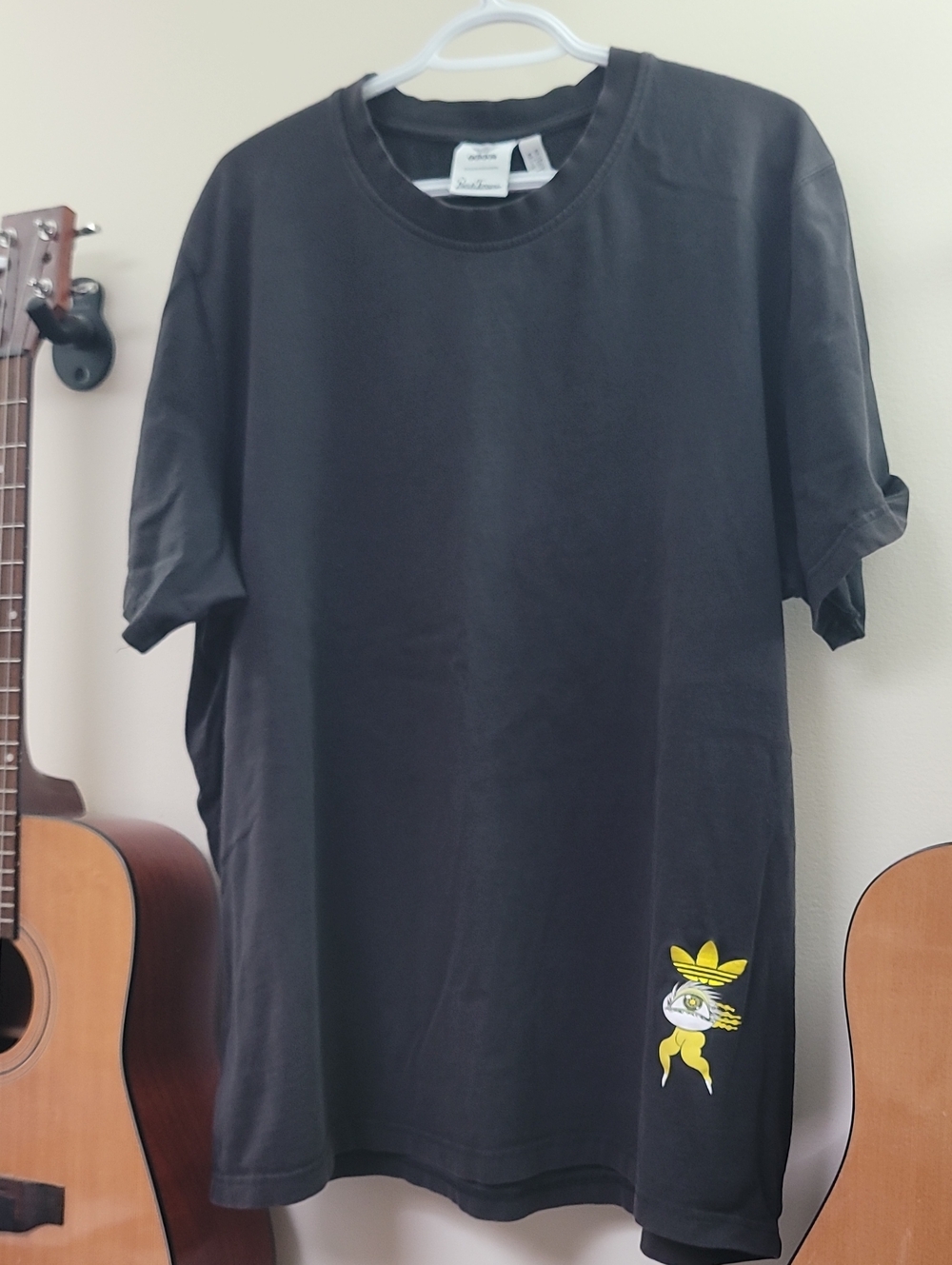 adidas Black Short-Sleeve Tee with Yellow Graphic